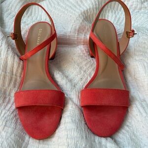 Cole Haan Coral-Pink/Orange Suede Slingback Sandals